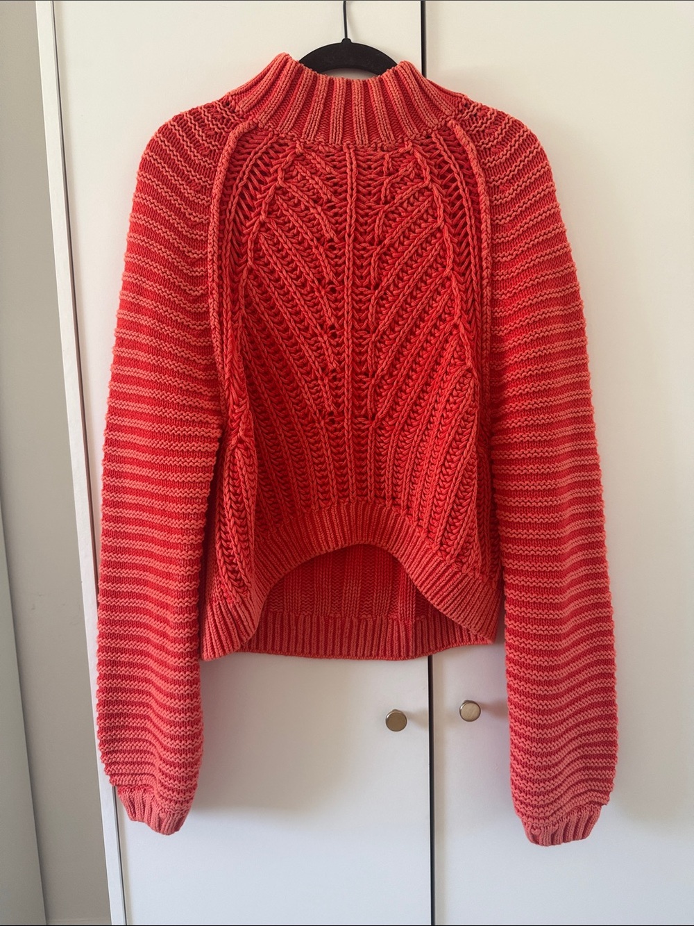 FREE PEOPLE / Washed Red Cable Knit Sweater